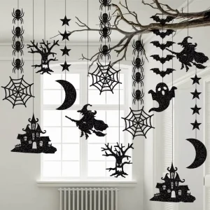 Halloween Party Hanging Decorations Spider Witch Ghost Bat Ornaments Halloween Atmosphere Layout Props