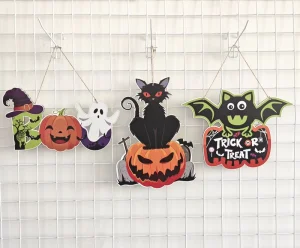 Halloween Party Pendants Pumpkin Bat Door Decorations for Christmas and Easter Haunted House Bar Scene Hanging Decorations