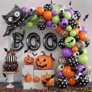 Halloween Party Photo Arrangement Decoration Set Pumpkin Bat Ghost Arch Halloween Balloon