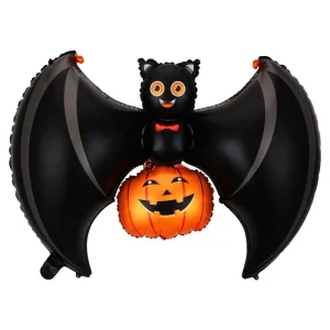 Halloween Party Wall Decorations Outdoor Indoor Props BAT Foil Balloon & Pumpkin for Haunted House & Spooky Garden Decorations