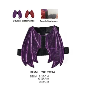 Halloween Pet Bat Wings Costume Adjustable Dog Cat Costume Wings Reversible Pet Cosplay Accessory for Party Dress up