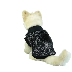 Halloween Pet Cat Dog Black Spiderweb Two Legged Soft Polyester 3D Hoodie British Style Costume