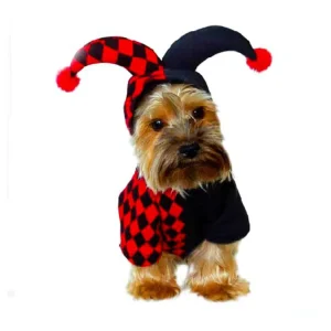 Halloween Pet Clown Checkered Transformation Costume for Cat Dog Fall Polyester Full Body Jumpsuit Gothic