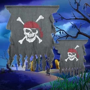 Halloween Pirate Hanging Flag Skeleton Flag for KTV Bar Props and Party Decorations