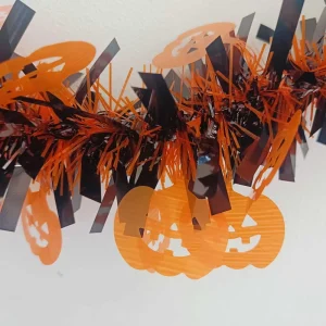 Halloween Plastic Pumpkin Tinsel Garland Party Festival Decorations Cartoon Design Hanging Ornaments Indoor Use