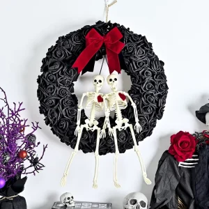 Halloween Plastic Wreath Hanging Decoration Simulation Skull Party Horror Wall Hanging Props Outdoor