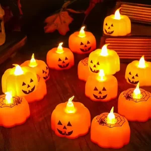 Halloween Promotional Own Design Flameless Led Light Battery Operated Candle Ce Certificate Multicolor Pumpkin Led Candle