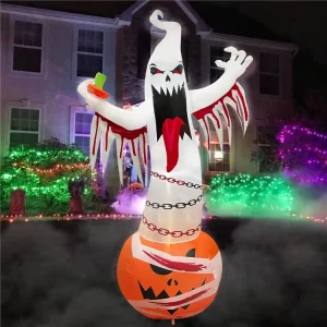 Halloween Pumpkin Ghost Indoor Outdoor Inflatable Decoration With Light Blow up Decor