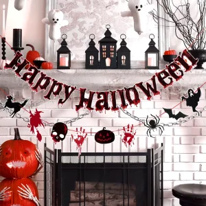 Halloween Pumpkin Ghost Witch Spider Banner Garland Horror Happy Halloween Themed Party Decorations Accessories Banner
