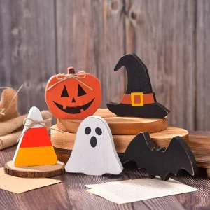 Halloween Pumpkin Ghost Wooden Decor Ornaments Home Hanging Party Wall Wooden Decorations Handmade