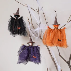 Halloween Pumpkin, Ghost, and Witch Hanging Decorations for Indoor and Outdoor Use