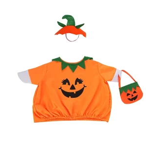 Halloween Pumpkin Goose Costume Set for 23″ Porch with Trick or Treat Bag Polyester Outdoor Lawn Garden Decor