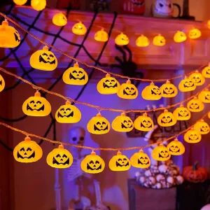 Halloween Pumpkin LED Light Ornament Plastic Pendant Lamp for Courtyard Home Decor Holiday Party Christmas Battery