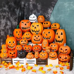 Halloween Pumpkin Lantern Decorations Shopping Mall Window Decorations Outdoor Scene Layout Props Hollow Luminous Big Pumpkin