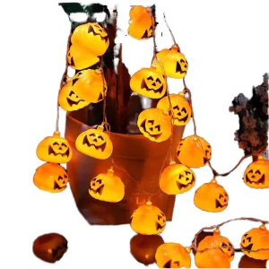 Halloween Pumpkin String 3D Waterproof LED Battery Operated 1.5m Warm White CRI70 IP44 Decorative Twinkle Lights Indoor 50000