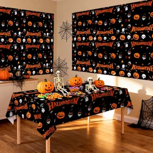 Halloween Pumpkin and Ghost PE Wall Banner for Indoor and Outdoor Parties