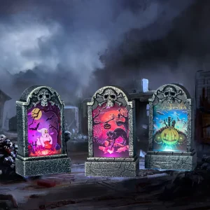 Halloween Resin Tombstone Lamp Bar Glowing Indoor Haunted House Escape Room Decor Prank Gift Decoration