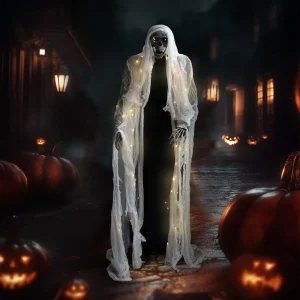 Halloween Scary Skeleton Decorations Horror Bar Party Props Large Lighted Yard Decor Glowing Cemetery Scene Outdoor