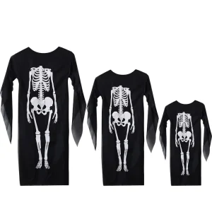 Halloween Skeleton Costume Party Performance Cloak Skull Gloves Mask Ghost Festival Cloth Material for Teen