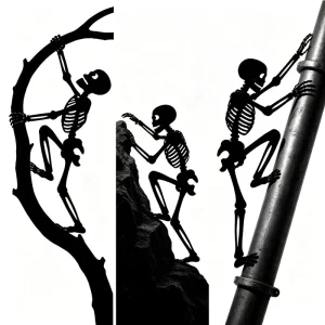 Halloween Skeleton Decoration Climbing Ghost Silhouette Metal Yard Stakes Outdoor Scary Hanging Props for Garden Tree Wall Decor