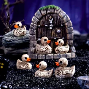 Halloween Skeleton Duck Resin Figurines Spooky Bone Mini Ducks for Party Desk Decor DIY Craft Supplies Ghost Statue