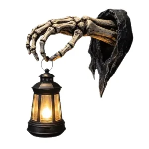 Halloween Skeleton Hand Resin Wall Decoration with Ambient Light Indoor/Outdoor Use for Ghost Festival Ambiance