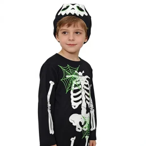 Halloween Skeleton Outfit for Boys Kids Festival Party Performance Costume Set