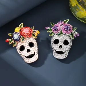 Halloween Skull Brooch Scary White Mask European and American Chest Flower Holiday Costume Brooch Accessories