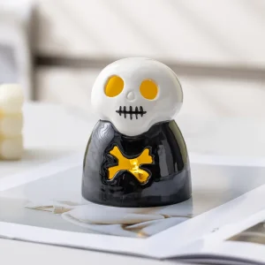 Halloween Skull Decorations Light Up Glowing Night Lights with White Pottery Ornaments Bar Props & Scene Setting Accents