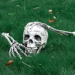 Halloween Skull Ghost Hand Plastic Ground Insert One Pair Horror Prank Decorative Props Indoor Escape Room Courtyard