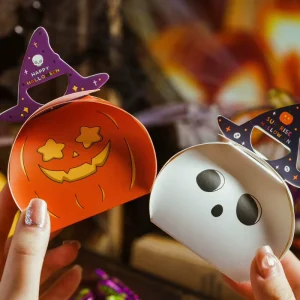 Halloween Slotted Candy Box Handmade Nougat for Cookies Portable Creative Packaging Decorative Trick or Treat Atmosphere