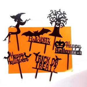 Halloween Spider Cake Topper Witch Pumpkin Acrylic Cake Flags for Kids Halloween Party Dessert Decoration Cakes Gift