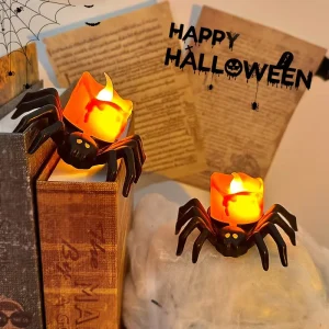 Halloween Spider Plastic LED Electronic Night Light Party Supplies Atmosphere Decorative Ornaments Props Spider Candle Light