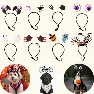 Halloween Spider Pumpkin Ghost Eyeball Dog Headband Pet Halloween Costume Accessory for Party Cosplay Holiday Decoration
