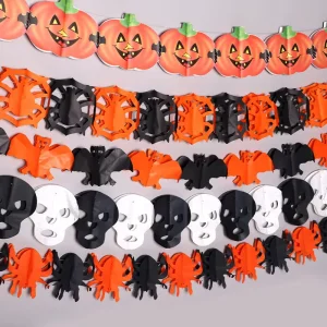 Halloween Supply 3m 2m Paper Ghost Heads Spiders Pumpkins Garland for Party Home Wall Decorations