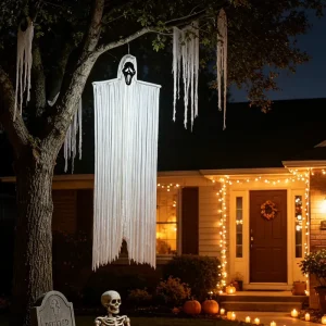 Halloween Tassel Big Ghost Pendant Haunted House Courtyard Atmosphere Decoration for Party