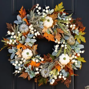 Halloween Thanksgiving Christmas Autumn Wall Decor Garland with Frost Leaf Pumpkin for Graduation Valentine’s Day Festivities