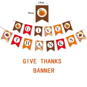Halloween Thanksgiving Paper Banner with GIVING THANKS and Pumpkin Stripes Design