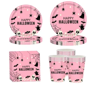 Halloween Theme Disposable Tableware Set for Party Decor Paper Disposable Dinnerware Outdoor Party Ornament
