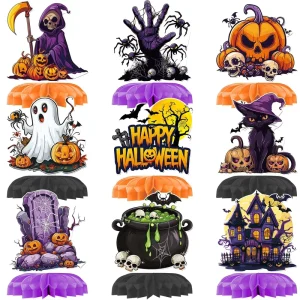 Halloween Theme Ghost Festival Terror Head Pumpkin Party Honeycomb Table Centerpieces Decoration Supplies