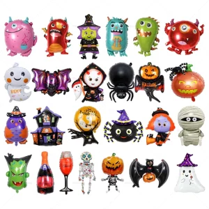 Halloween Theme Large Size Mummy Pumpkin Bat Spider Witch Bat Skeleton Mage Foil Balloons Halloween Party Decorations