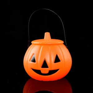 Halloween Trick or Treat Pumpkin Bucket Jack O Lantern Candy Holder with Lid