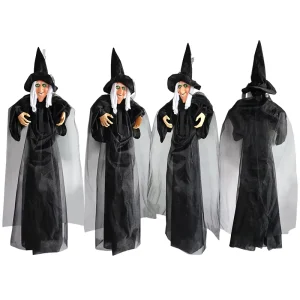 Halloween Voice Activated Hanging Control Witch Hanging Ghost Glowing Sound Creepy Shrilling Haunted House Decoration