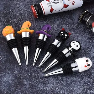 Halloween Wine Bottle Stopper Pumpkin Witch Hat Ghost Shaped Top Bottle Stopper for Halloween Party