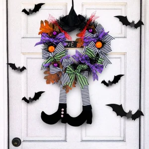 Halloween Witch Hat Long Leg Pumpkin Garland Door Hanging Haunted House Horror Wreath Decoration Pendant Layout Props