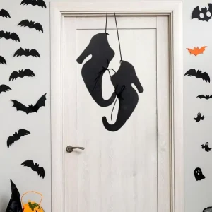 Halloween Witch Shoe Wooden Door Hanger Sign 1pc Reusable Personalized Indoor Decoration for Porch and Party