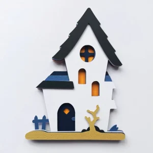 Halloween Witch’s House Wooden Crafts Party Decorations for Indoor Decor