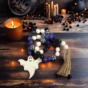 Halloween Wooden Bead Garland 74CM Festive Home Decoration