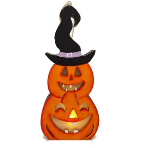 Halloween Wooden Crafts LED Pumpkin Light Decoration Hanging Ornaments Ghost Festival Party Decorations Indoor