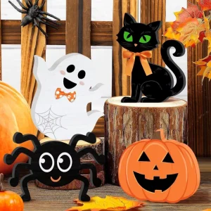 Halloween Wooden Plank Holiday Decoration Cute Ghost Hanging Sign Desktop Decorations Pendant